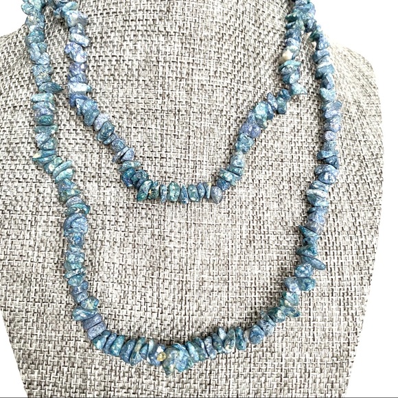 Vintage Natural Sodalite Beads Necklace Denim Blue long layering - Picture 2 of 3